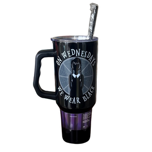 Wednesday themed 40 oz Stainless Steel Tumbler - On Wednesdays We Wear Black